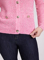 Embossed Button-Down Cardigan