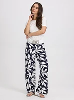 Pantalon Olivia large à motif feuilles