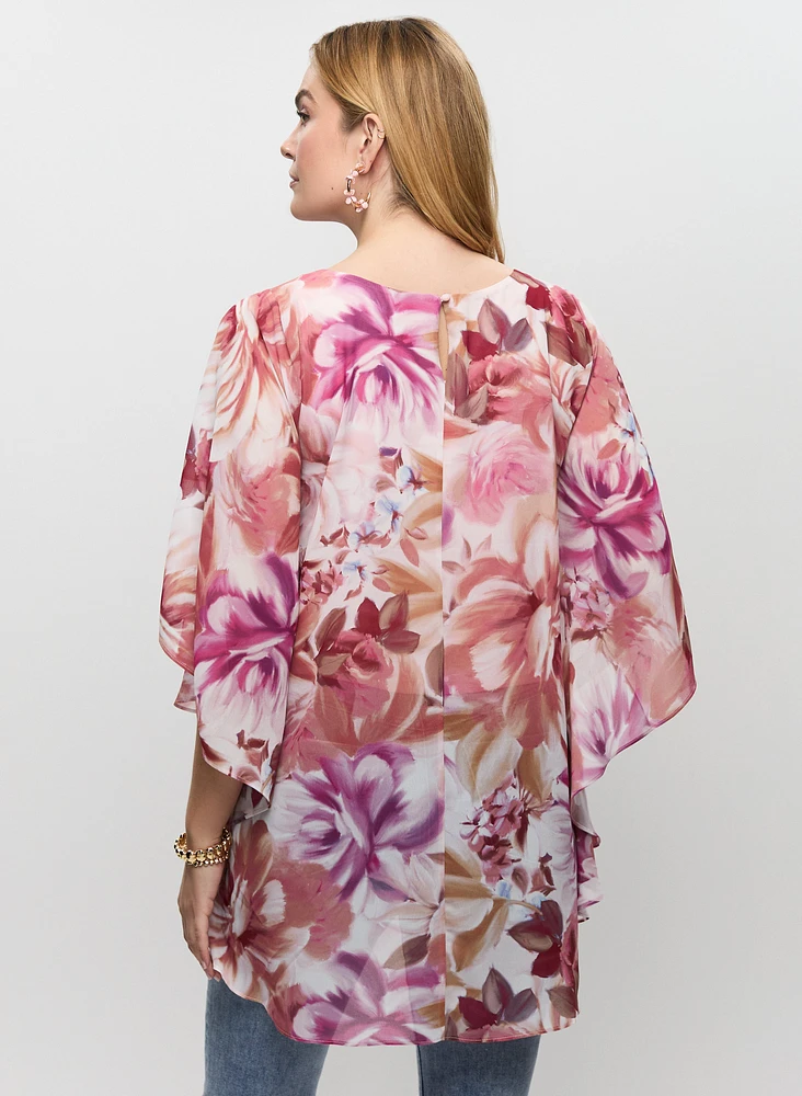 Blouse fleurie à manches évasées