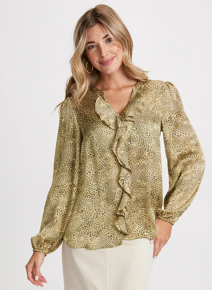 Blouse en satin à motif animal