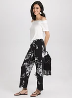 Pantalon floral à jambe large