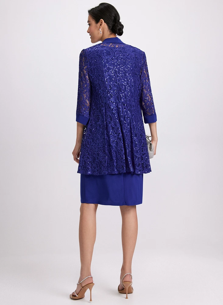 Lace Jacket & Jersey Dress Set