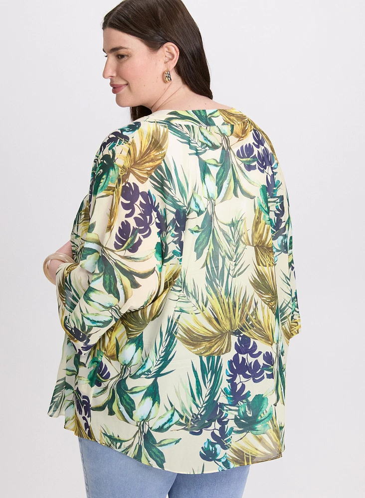 Veste en chiffon à motif tropical