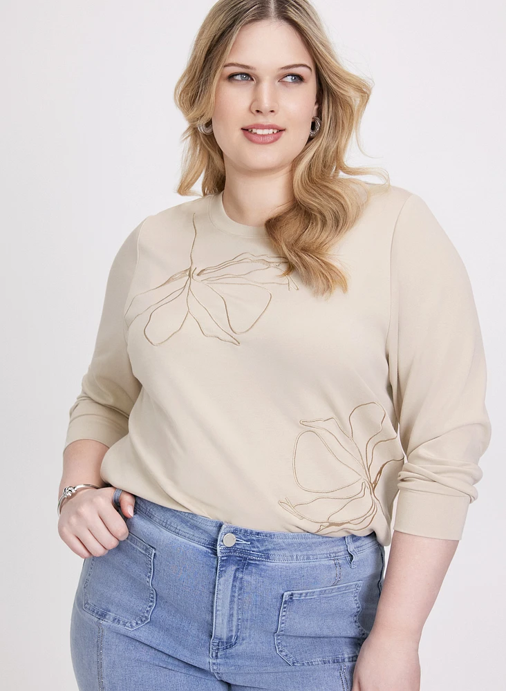 Floral Embroidery Long Sleeve Top