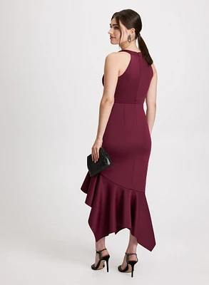 Asymmetric Ruffle Evening Dress