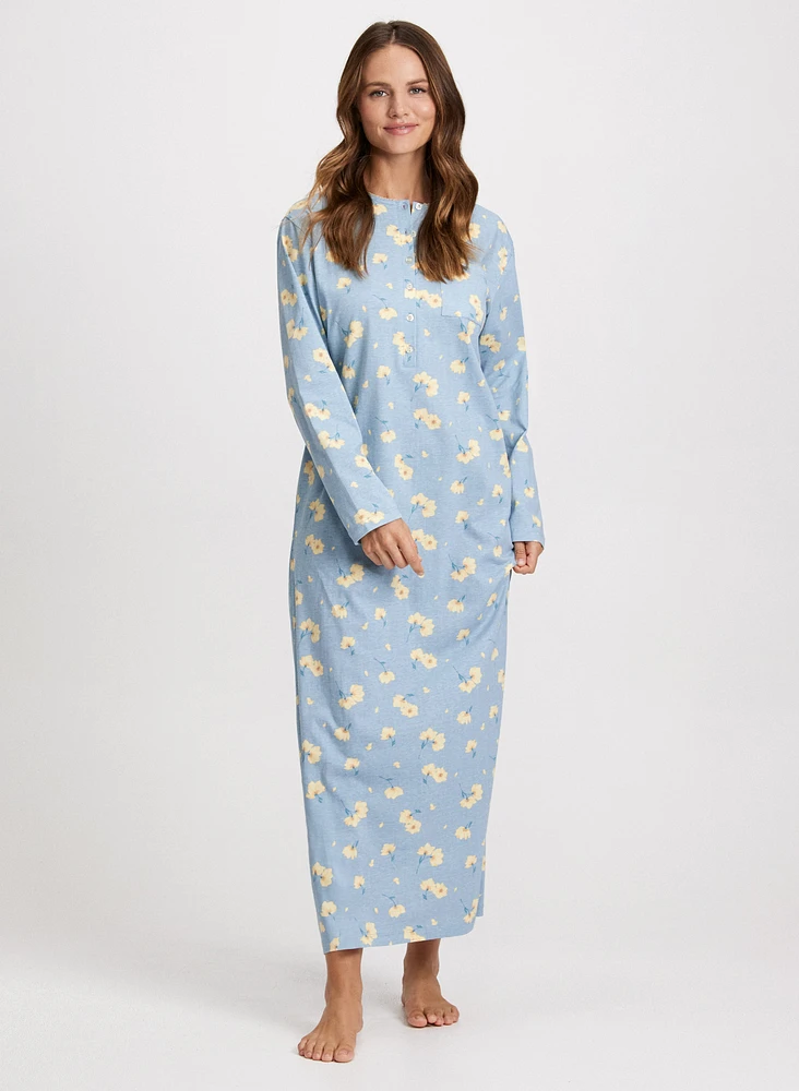 Floral Long Sleeve Night Gown