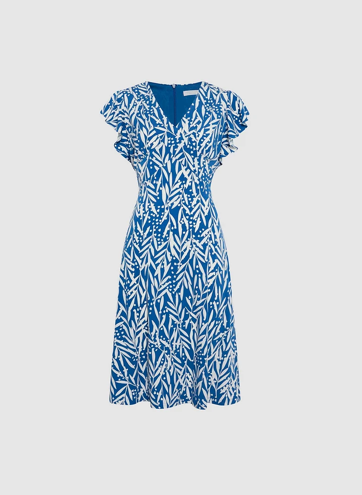 Printed V-Neck Jersey Dress