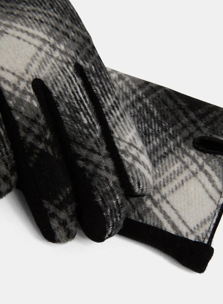 Plaid Print Gloves