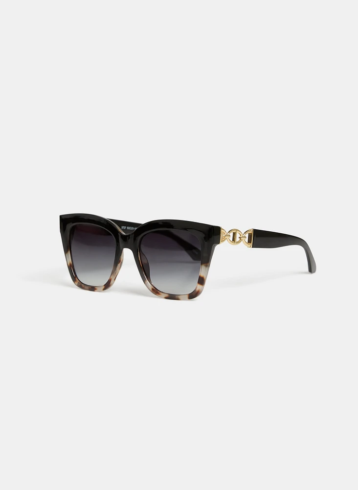 Two-Tone Square Sunglasses