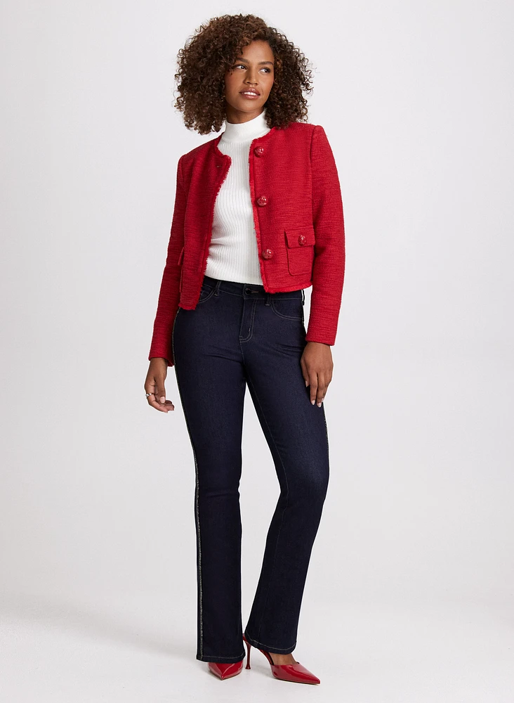 Bouclé Jacket & Beaded Detail Jeans