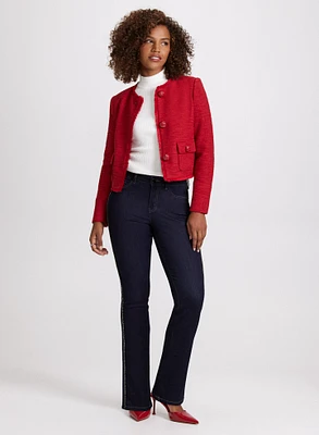 Bouclé Jacket & Beaded Detail Jeans