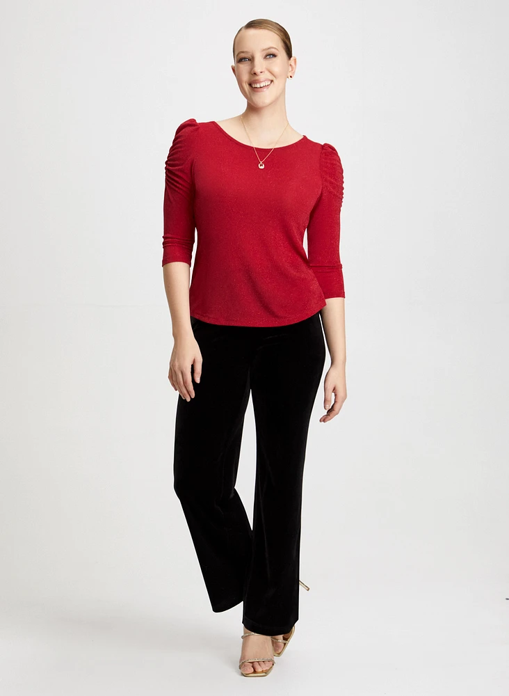 Puff Sleeve Top & Velvet Pants