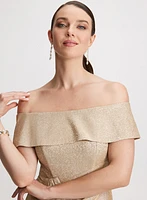 Metallic Off-the-Shoulder Evening Dress