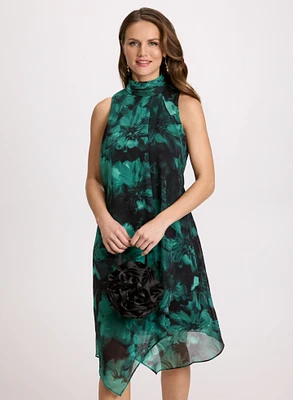 Floral Print Mock Neck Dress