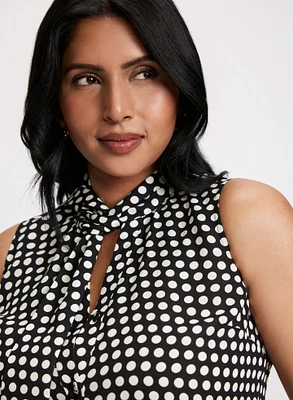 Polka Dot Print Sleeveless Blouse