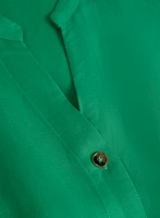 Linen-Blend Button Front Dress