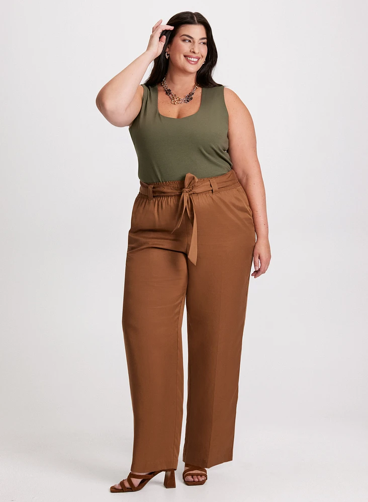 Square Neck Tank Top & Tencel Pull-On Pants