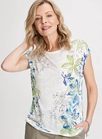 T-shirt chiné à motif floral