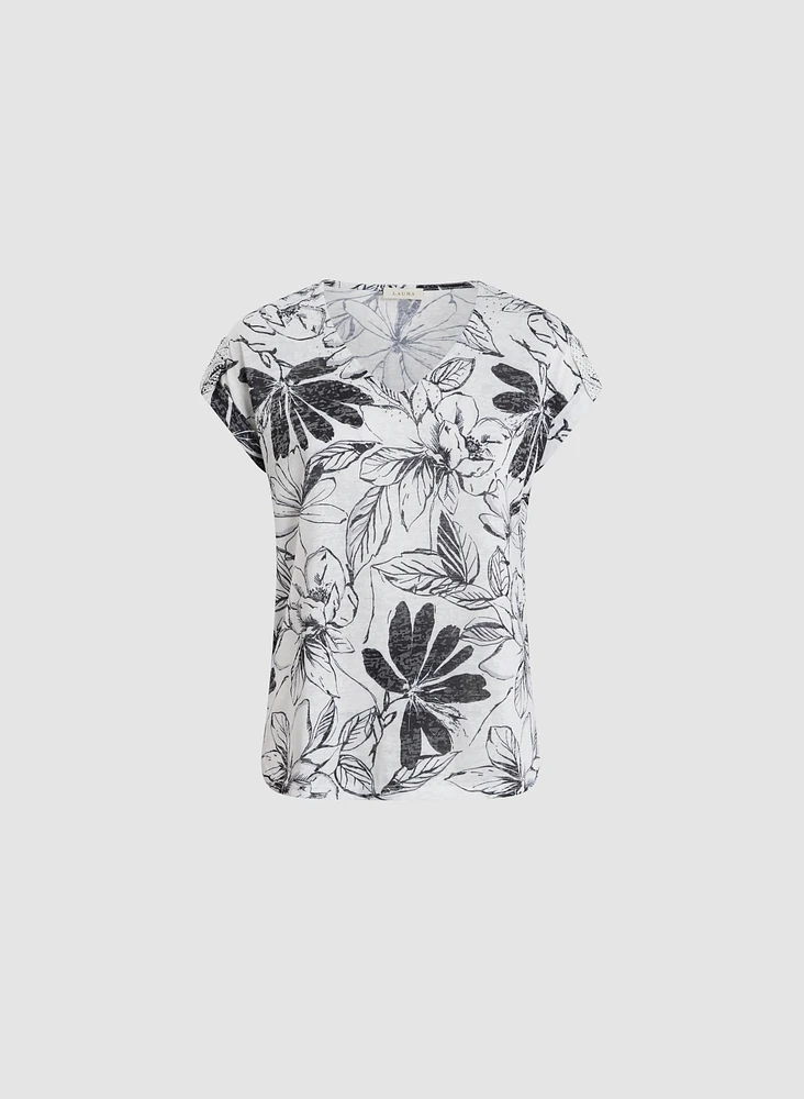 Floral Print V-Neck Tee