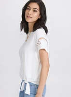 T-shirt brodé en coton extensible
