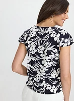 T-shirt floral à manches volantées
