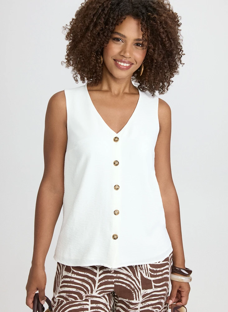 Sleeveless Button-Down Blouse