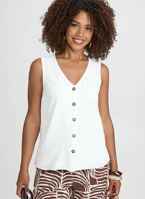 Blouse sans manches boutonnée