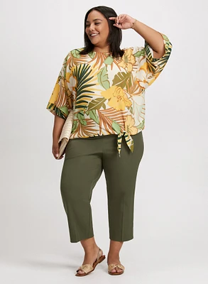 Tie-Hem Tropical Top & Pull-On Capris