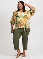 Tie-Hem Tropical Top & Pull-On Capris