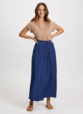 Zip-Front T-Shirt & Maxi Skirt