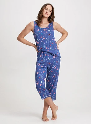 Ensemble pyjama à motif coeurs et fleurs