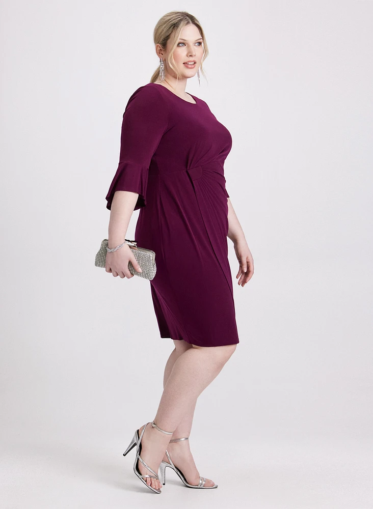 Flounce Sleeve Ruched Detail Dress