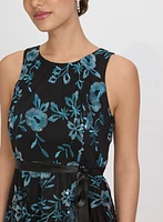 Sequined Floral Embroidery Dress