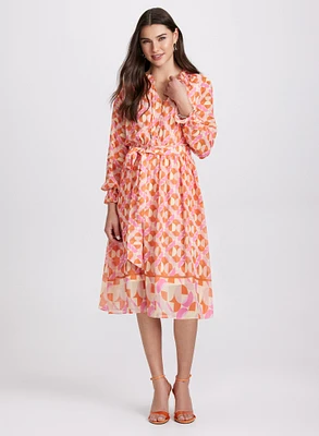 Robe en chiffon à motif géométrique