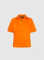 Cotton-Blend Puff-Sleeve Blouse