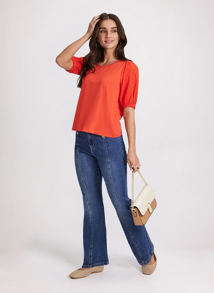 Eyelet Sleeve T-Shirt