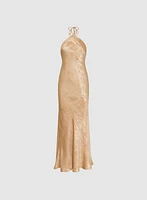 Metallic Halter Neck Dress