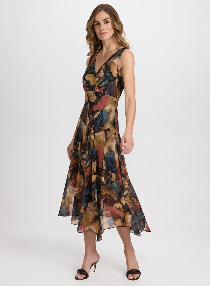 Floral Chiffon Midi Dress