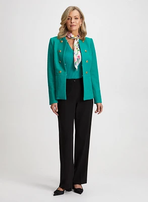 Mock Peplum Jacket & Straight Leg Pants