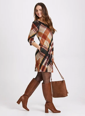 Plaid Print A-Line Dress