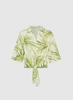 Blouse tropicale à ourlet noué