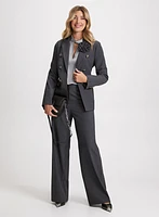 Rosette Detail Blazer & Wide-Leg Pants