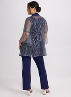 Sequined Mesh Jacket, Top & Pants Set