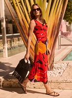 Ruched Palm Leaf Dress