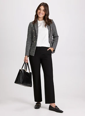 Houndstooth Print Blazer & Straight Leg Pants