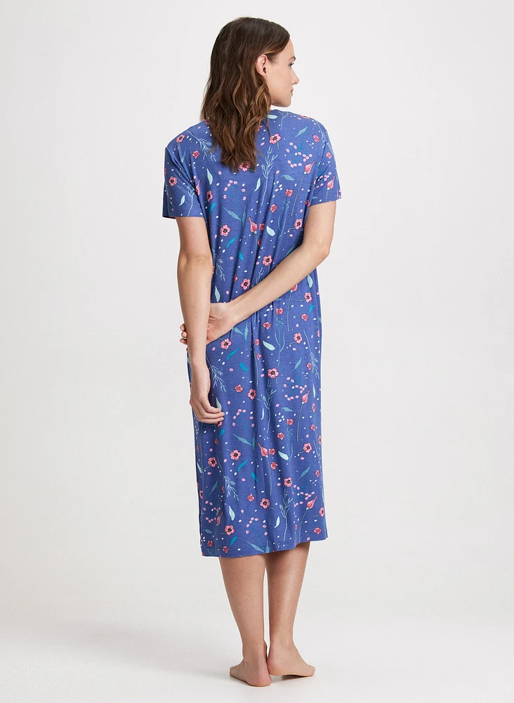 Robe de nuit imprimée à manches courtes