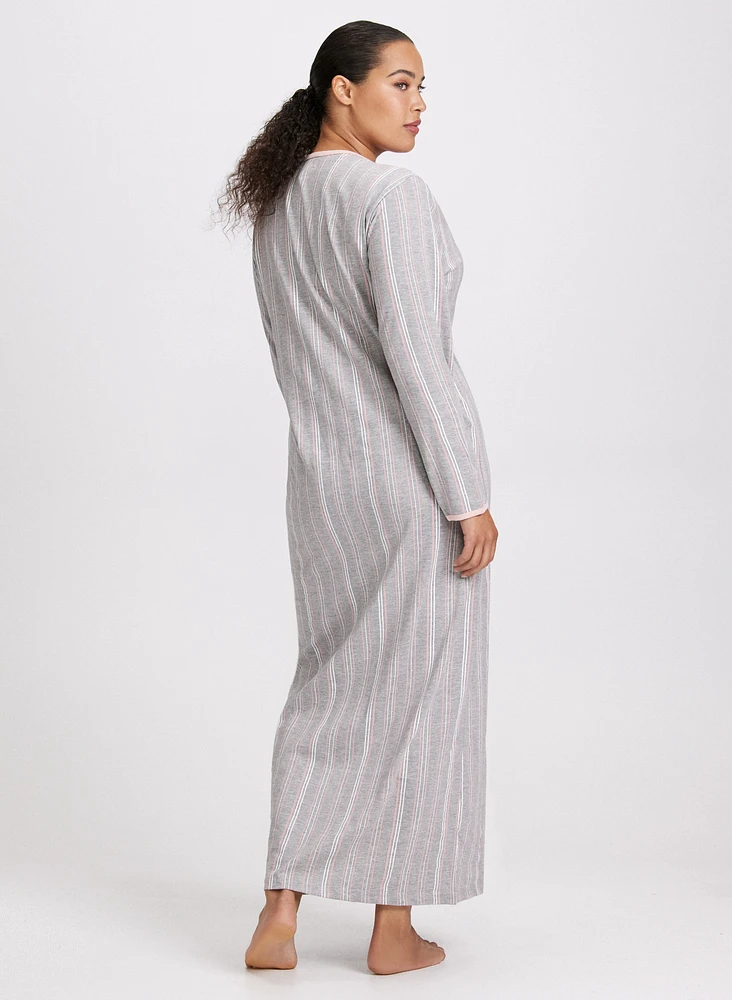 Stripe Print Long Nightgown