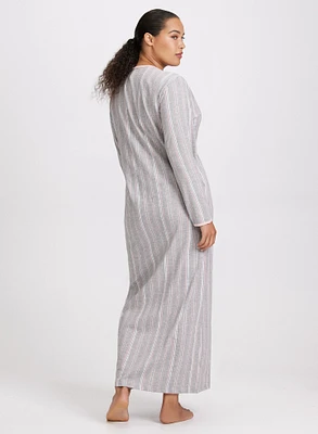 Stripe Print Long Nightgown