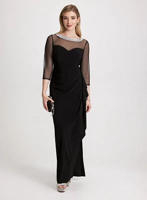 Embellished Neckline Jersey Dress