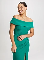 Slitted Off-The-Shoulder Dress